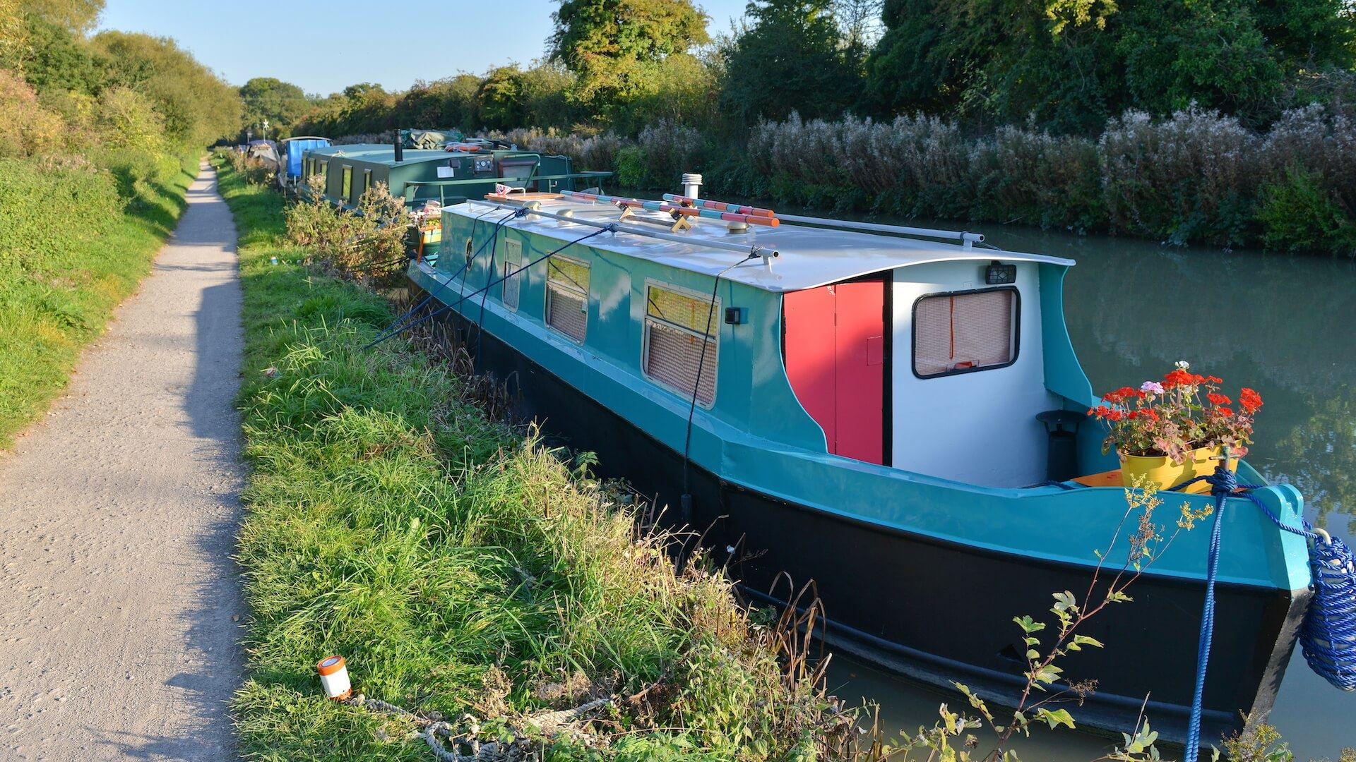 alt=Close up of a barge on canal